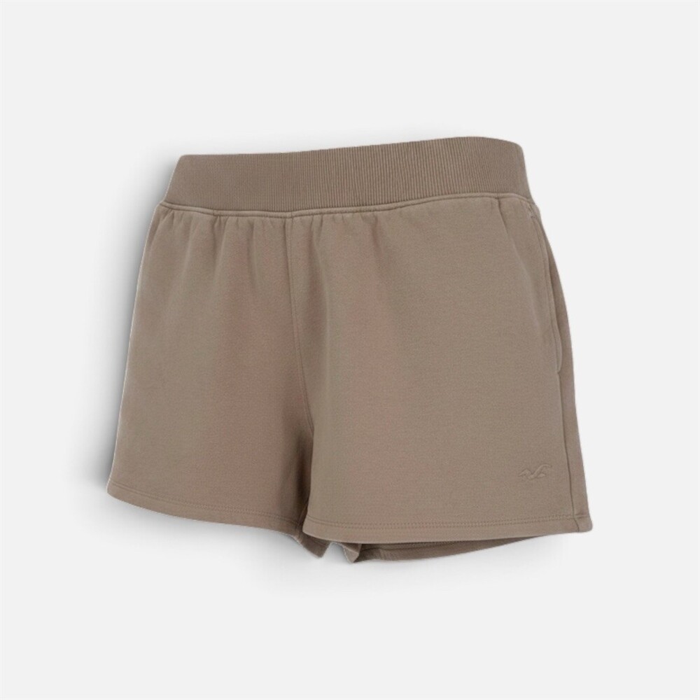 Hollister NWT Ultra High Rise Fleece Shorts Athleisure Soft Girl Taupe Brown, XL